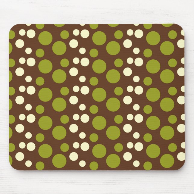 Grönt mönster för vitbruntpolka dots musmatta (Framsidan)