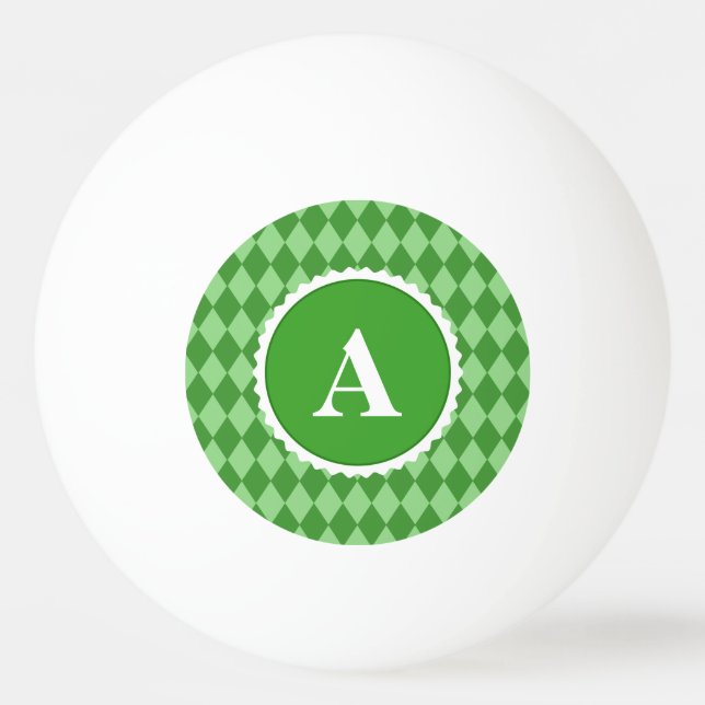 Grönt mönster för vitkontrollMonogram Pingisboll (Framsidan)