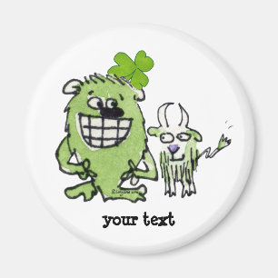 Grönt Monster Goat Shamrock Tecknad Magnet