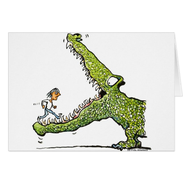 Grönt Monster Hälsningskort (Framsidan Horizontal)
