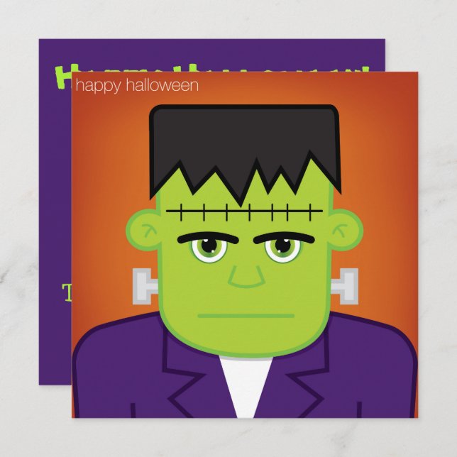 Grönt monster inbjudningar (Fram/baksida)