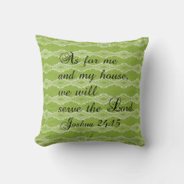 Grönt Mönster Joshua 24:15 Bible Verse Pillow Kudde