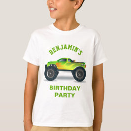 Grönt Monster Lastbil Barns födelsedag Party T Shirt