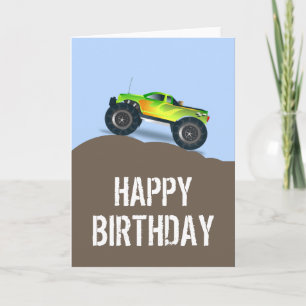 Grönt Monster Lastbil Birthday Spare Däck Birthday Kort