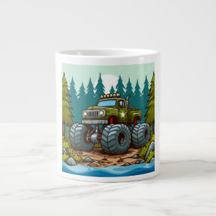 Grönt Monster Lastbil i skogen Jumbo Mugg