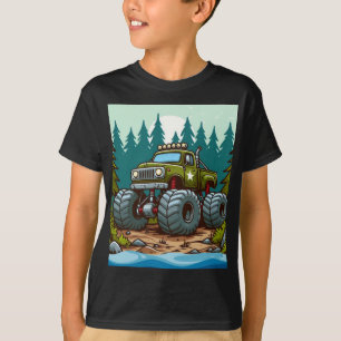 Grönt Monster Lastbil i skogen T Shirt