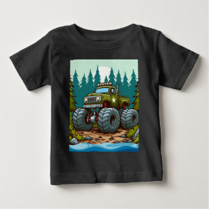Grönt Monster Lastbil i skogen T Shirt