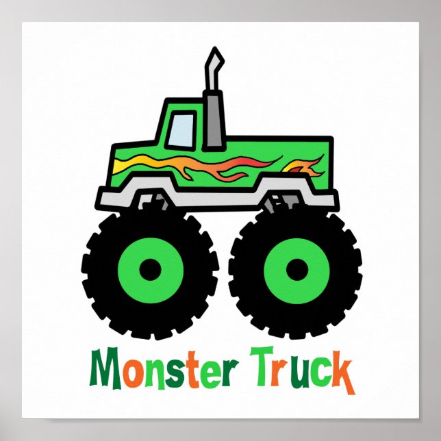Grönt Monster Lastbil Poster (Framsidan)