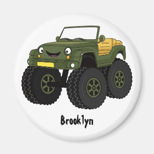 Grönt monster lastbil tecknad illustration magnet