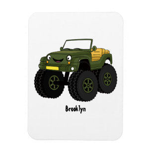 Grönt monster lastbil tecknad illustration magnet
