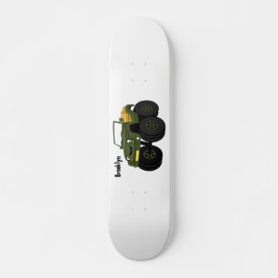 Grönt monster lastbil tecknad illustration mini skateboard bräda 18,5 cm