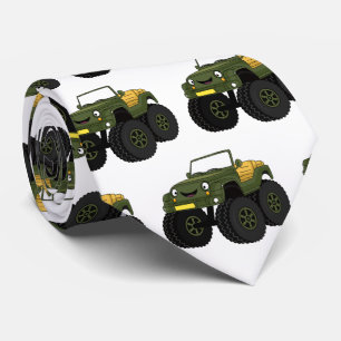 Grönt monster lastbil tecknad illustration slips