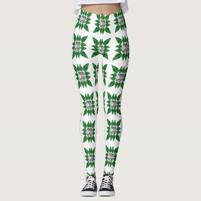 Grönt Mönster Leggings (Framsida)