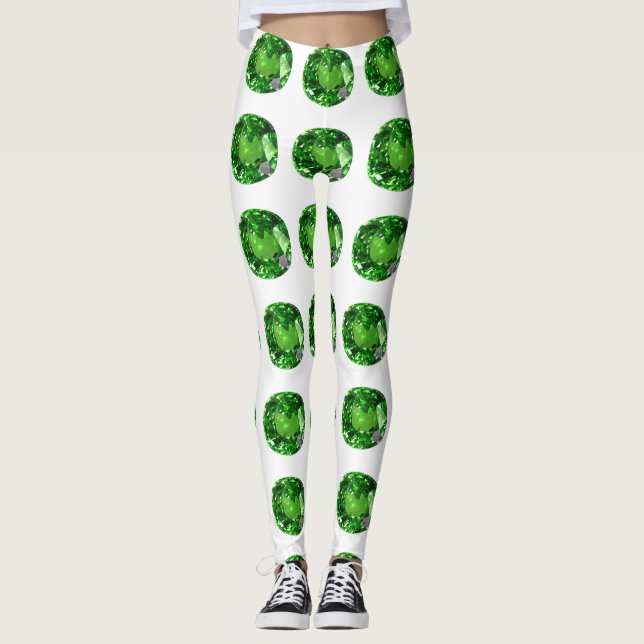 Grönt Mönster Leggings (Framsida)