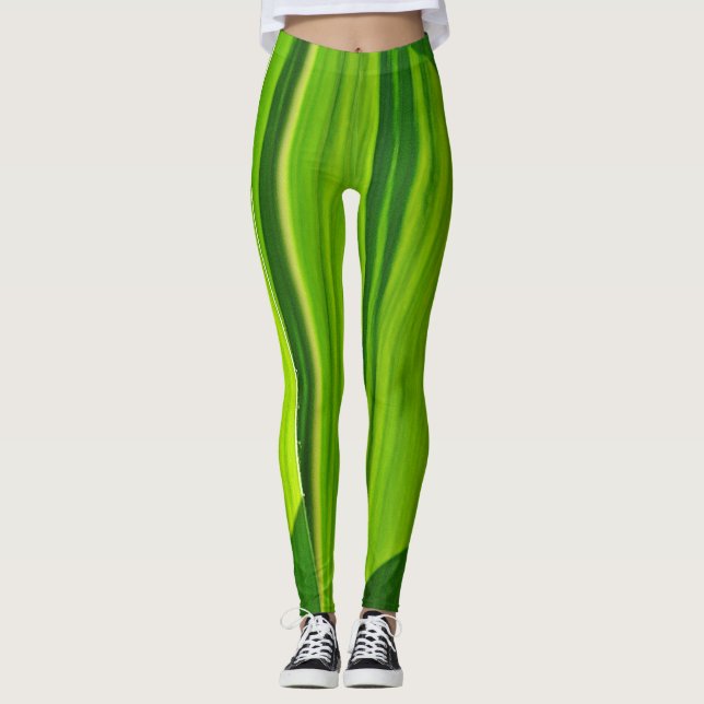 Grönt mönster leggings (Framsida)