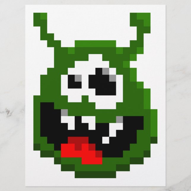 Grönt Monster - Pixel Art (Framsida)