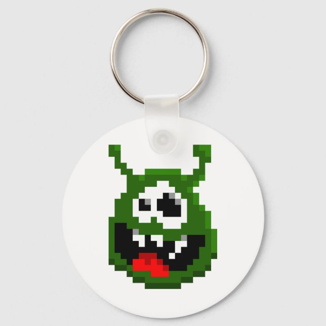 Grönt Monster - Pixel Art Nyckelring (Framsida)