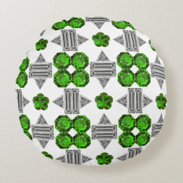 Grönt Mönster Rund Kudde