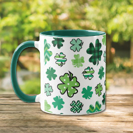 Grönt Mönster Shamrocks Irish Mugg