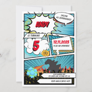 Grönt Monster Tecknad Superassistance Birthday-inb Inbjudningar