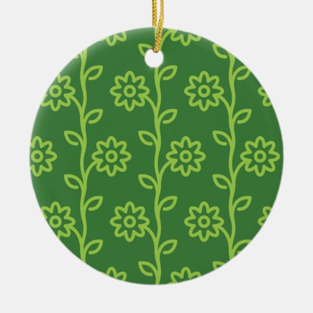 Grönt, Mönster vid Blomsterträdgården Julgransprydnad Keramik (Framsidan)