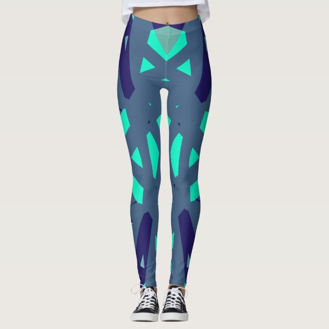 Grönt Mönster Yoga Gym Fitness Exercise Leggings (Framsida)