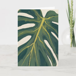 Grönt Monstera-blad Botanisk Växt Akvarell Kort