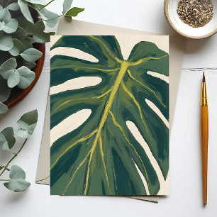Grönt Monstera-blad Botanisk Växt Akvarell Vykort