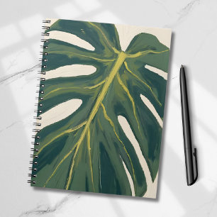 Grönt Monstera-blad Botanisk växt Vattenfärg Anteckningsbok