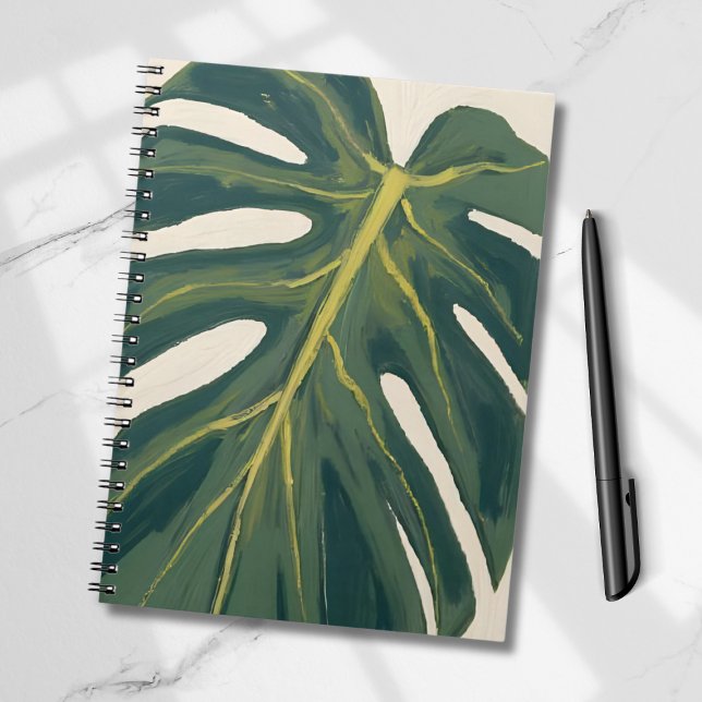 Grönt Monstera-blad Botanisk växt Vattenfärg Anteckningsbok (Skapare uppladdad)