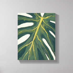 Grönt Monstera-blad Botanisk växt Vattenfärg Canvastryck