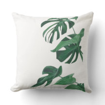 Grönt Monstera Deliciosa Löv Dekorativ kudde