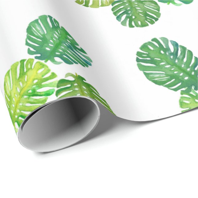 Grönt Monstera Jungle Gift Wrapping Papper Presentpapper (Rullad Hörn)