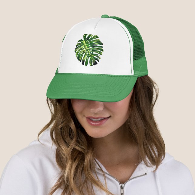Grönt Monstera Löv Hat Keps (In Situ)