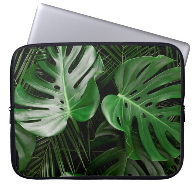 Grönt Monstera löv och handflatan löv Laptop Fodral (Framsidan)