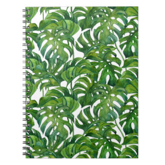 Grönt Monstera Löv Tropical Seamless Anteckningsbok