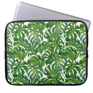 Grönt Monstera Löv Tropical Seamless Laptop Fodral