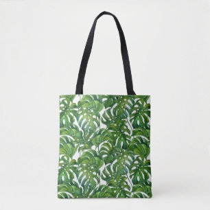 Grönt Monstera Löv Tropical Seamless Tygkasse