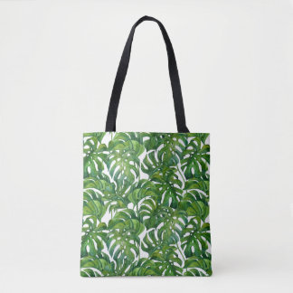 Grönt Monstera Löv Tropical Seamless Tygkasse