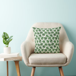 Grönt monstera löv vattenfärg kudde