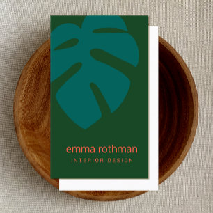 Grönt Monstera Tropical Löv Inredingsdesign Visitkort