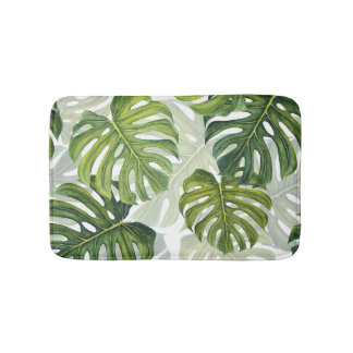 Grönt Monstera Tropical Watercolor Badrumsmatta