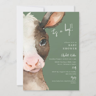 Grönt Moo-ving in Soon Cow Det är en pojkvän-babys Inbjudningar