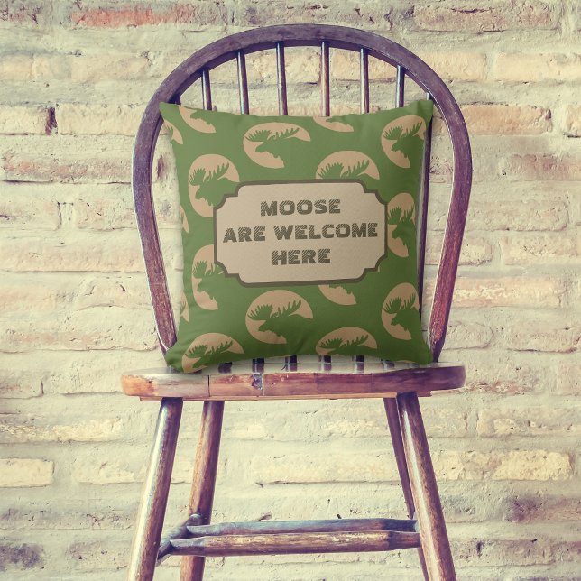 Grönt Moose Circle Mönster Cabin Kudde (Skapare uppladdad)