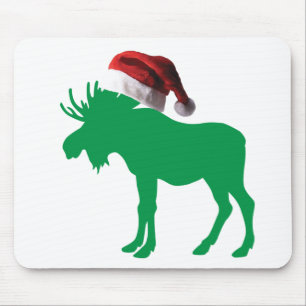 Grönt Moose med Jultomten Hat for Chroistmas Musmatta