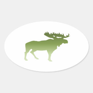 Grönt Moose Ovalt Klistermärke