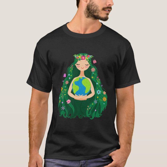 Grönt Mor Eh Day Gaia Spara vår planet T Shirt (Framsida)