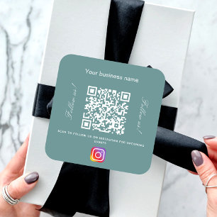 Grönt mörk cyan business namn qr code instagram fyrkantigt klistermärke