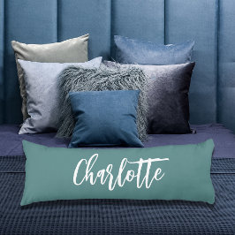 Grönt mörk cyan namn-skript kroppskudde