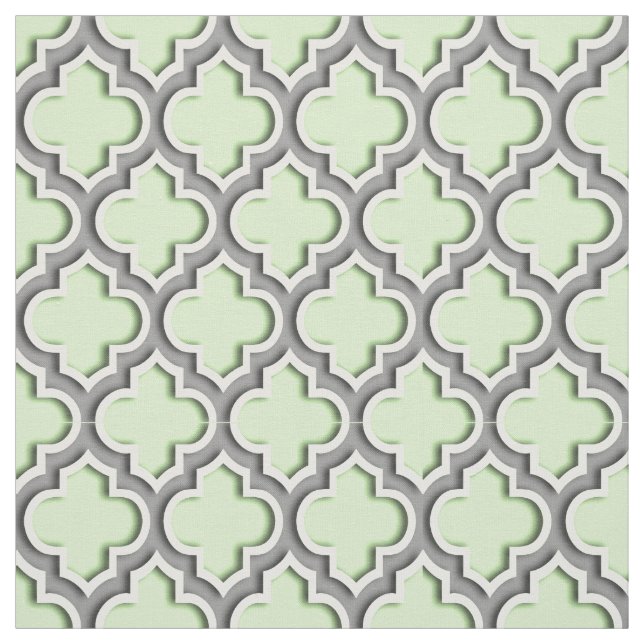 Grönt, Mörk Grått Moroccan Quatrefoil #5 Tyg (Provkarta)